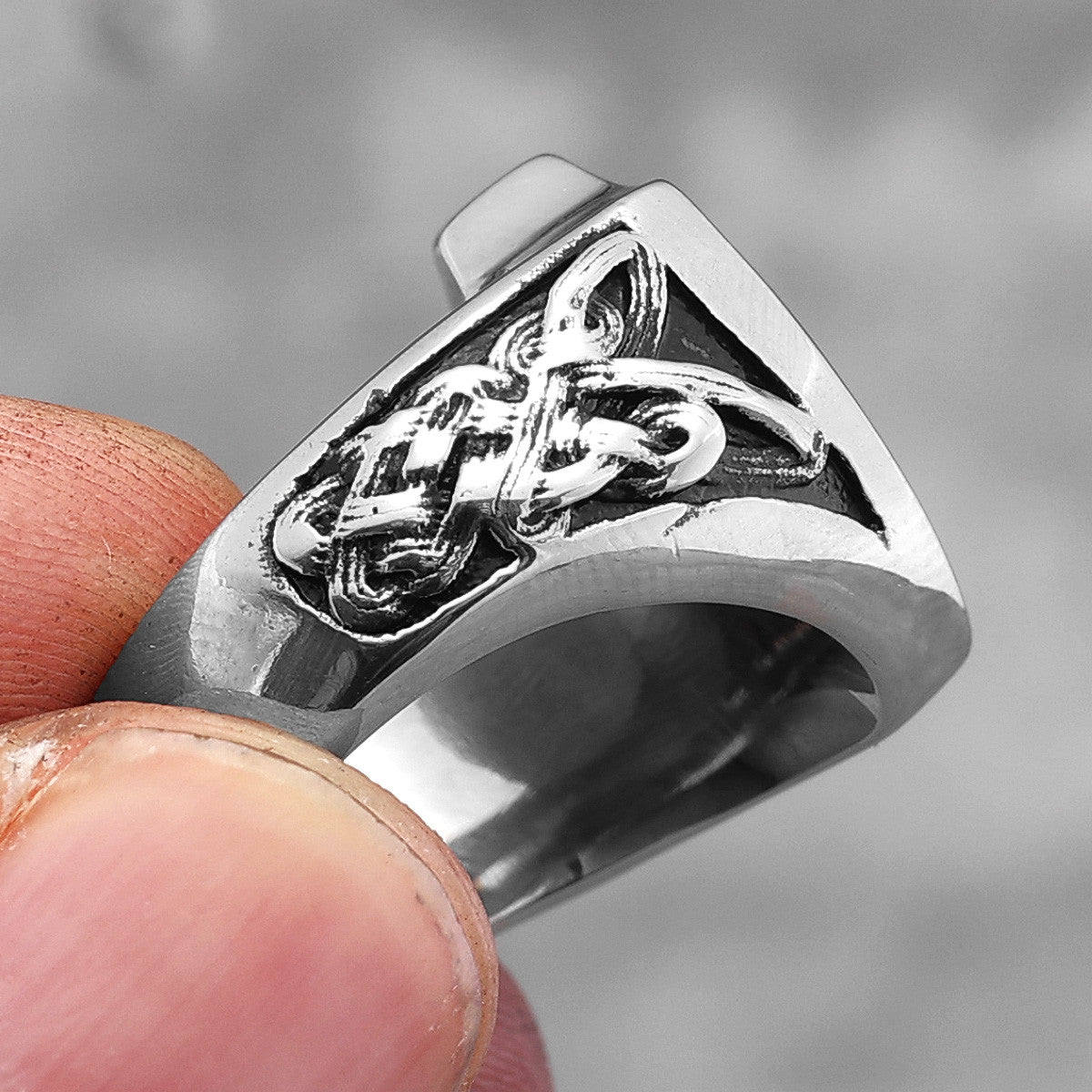 Mens Detailed 316L Stainless Steel Archangel St Michael Amulet Shield Street Wear Rings