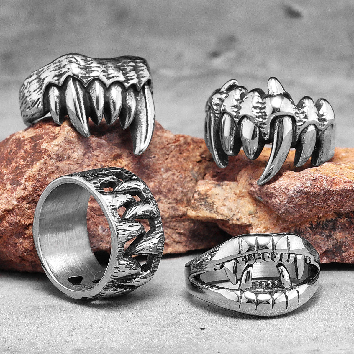 Beast Mode | 316L No Fade Stainless Steel Demon Monster Teeth Unique Hip Hop Rings