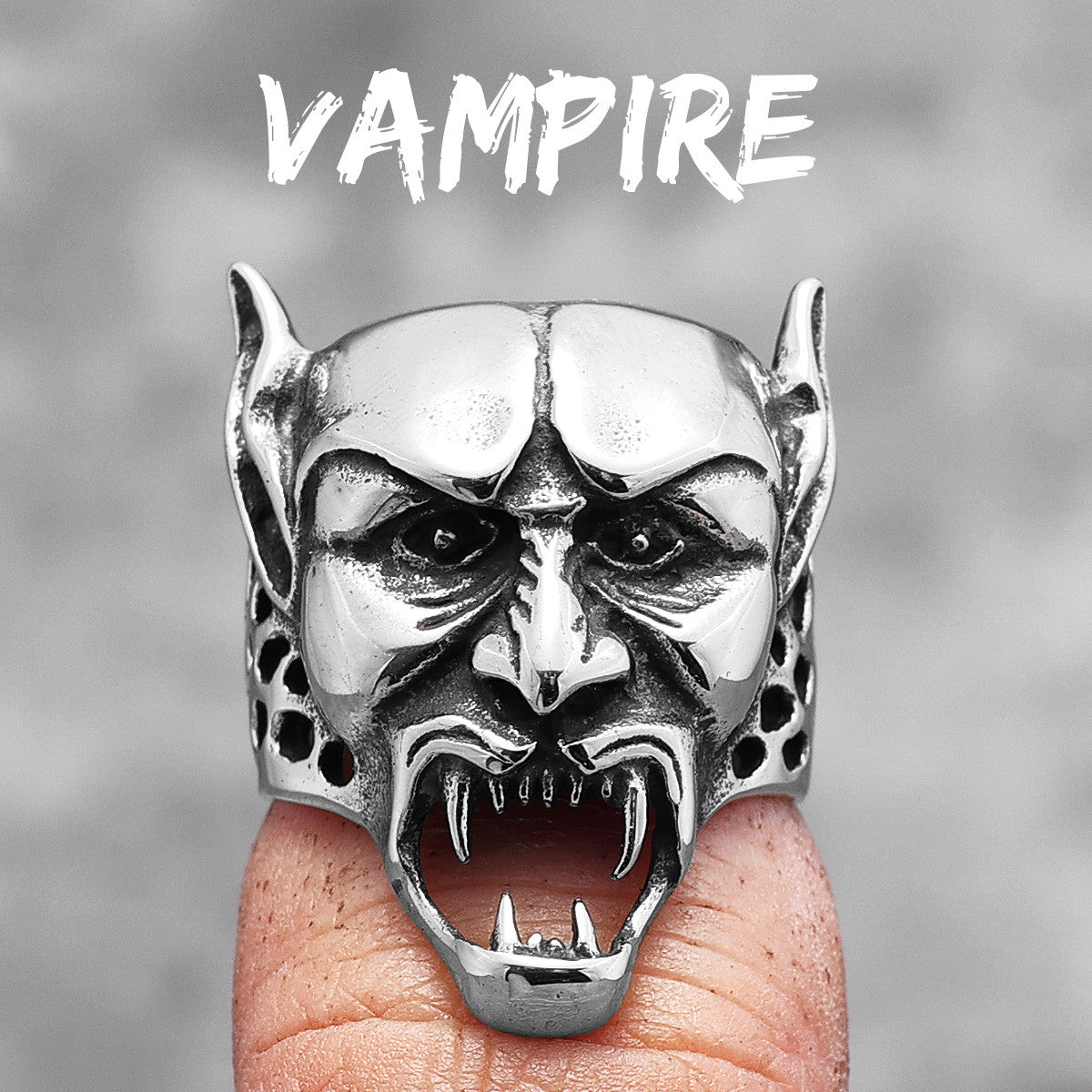 Mens 316L Gothic Vampire No Fade Stainless Steel Street Wear Rings