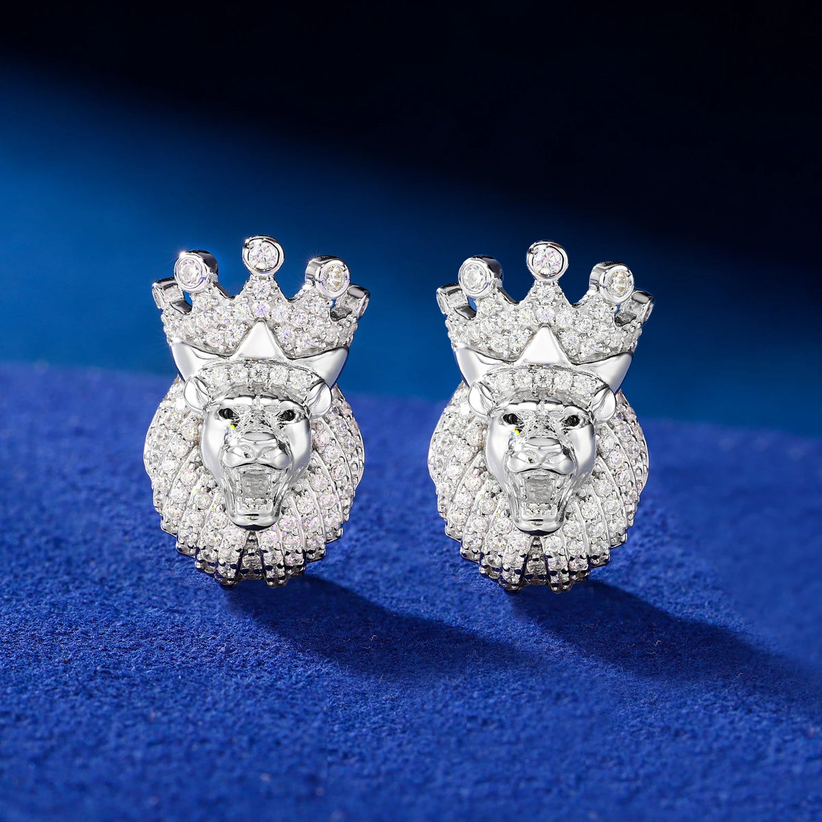 Protect The Throne | Moissanite Diamond Hip Hop Lion King Stud Bling 925 Silver Earrings