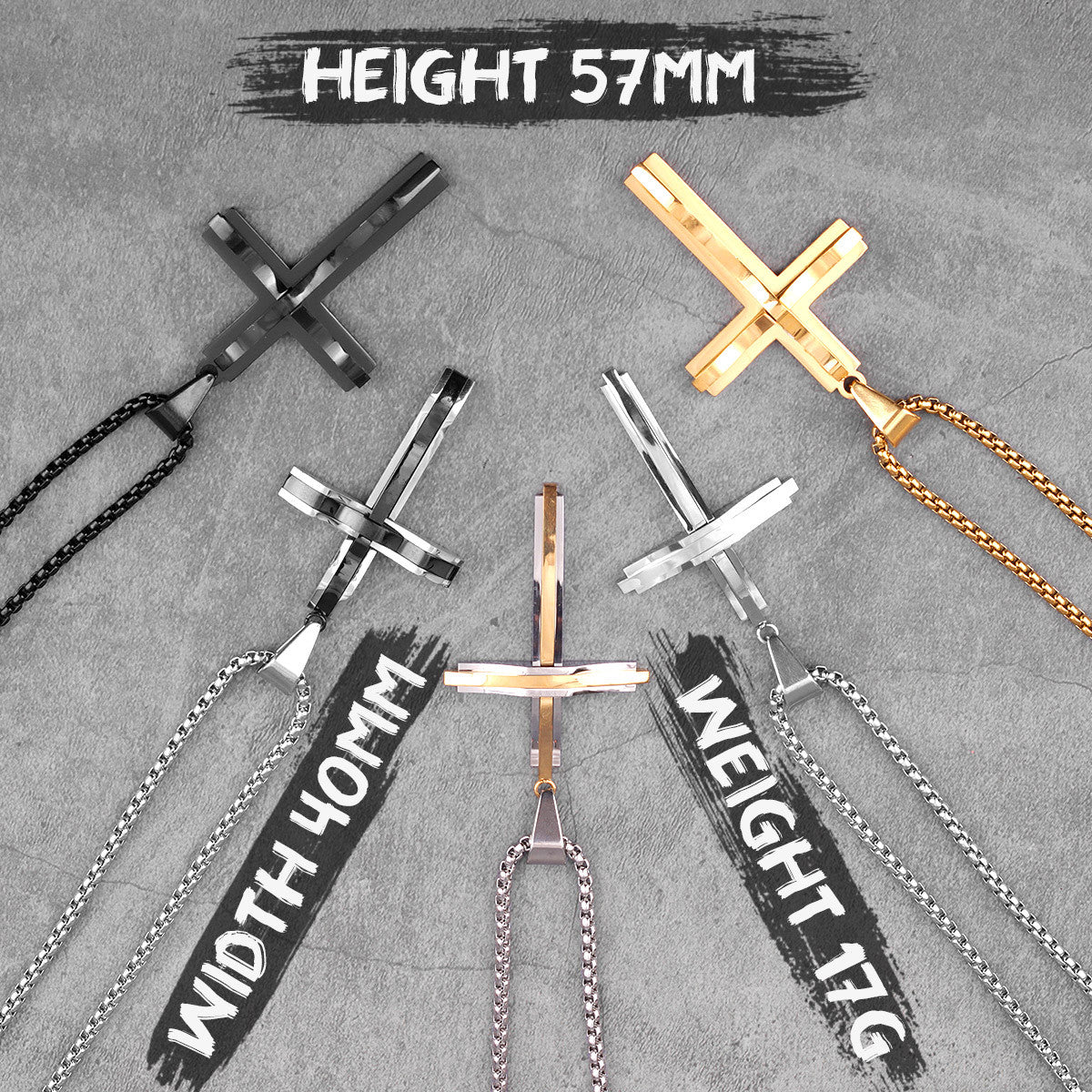 The Cross | 14k Gold Black 316L No Fade Stainless Steel Double Layered Hip Hop Cross Pendant
