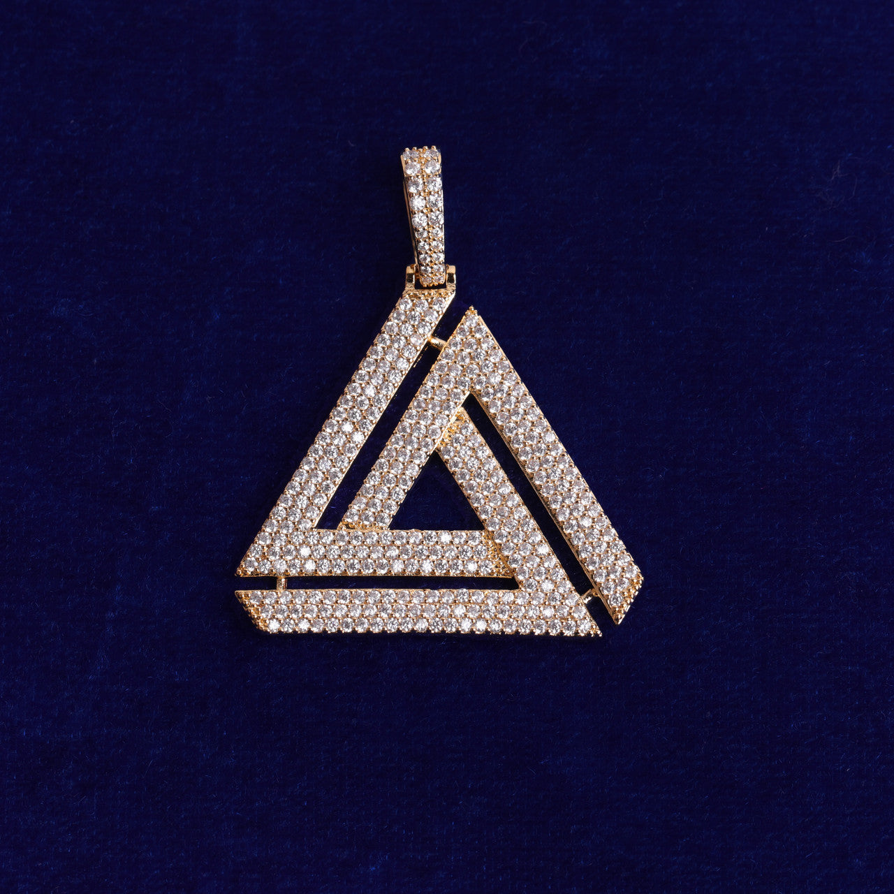 Flooded Ice Penrose Triangle Pyramid Hip Hop Pendant Chain Necklace