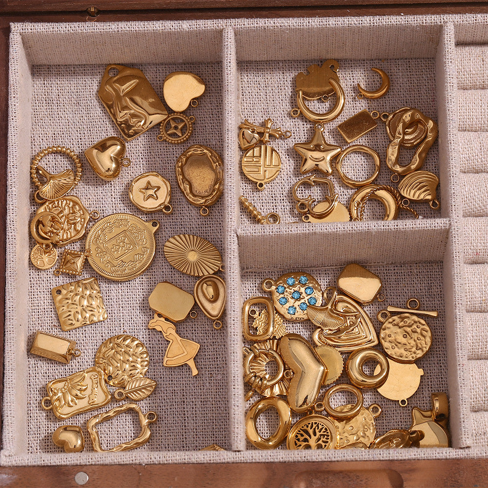 Ladies 18k Gold Over No Fade Solid Stainless Steel Perforate 3D Buckle Pendants