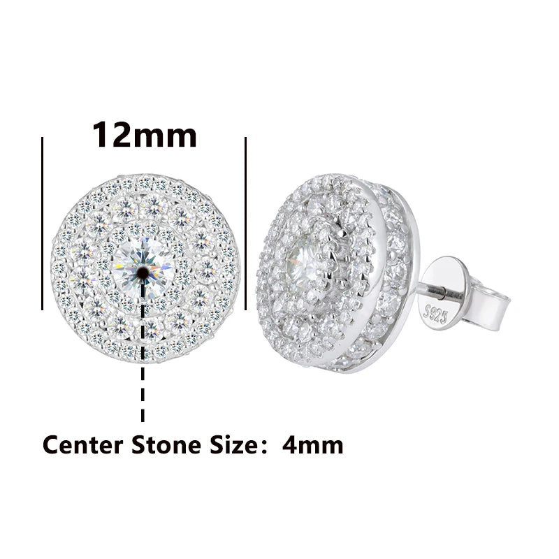 The Halo | Moissanite Diamond 925 Solid Sterling Silver Iced Blinged Out VVS Stud Earrings