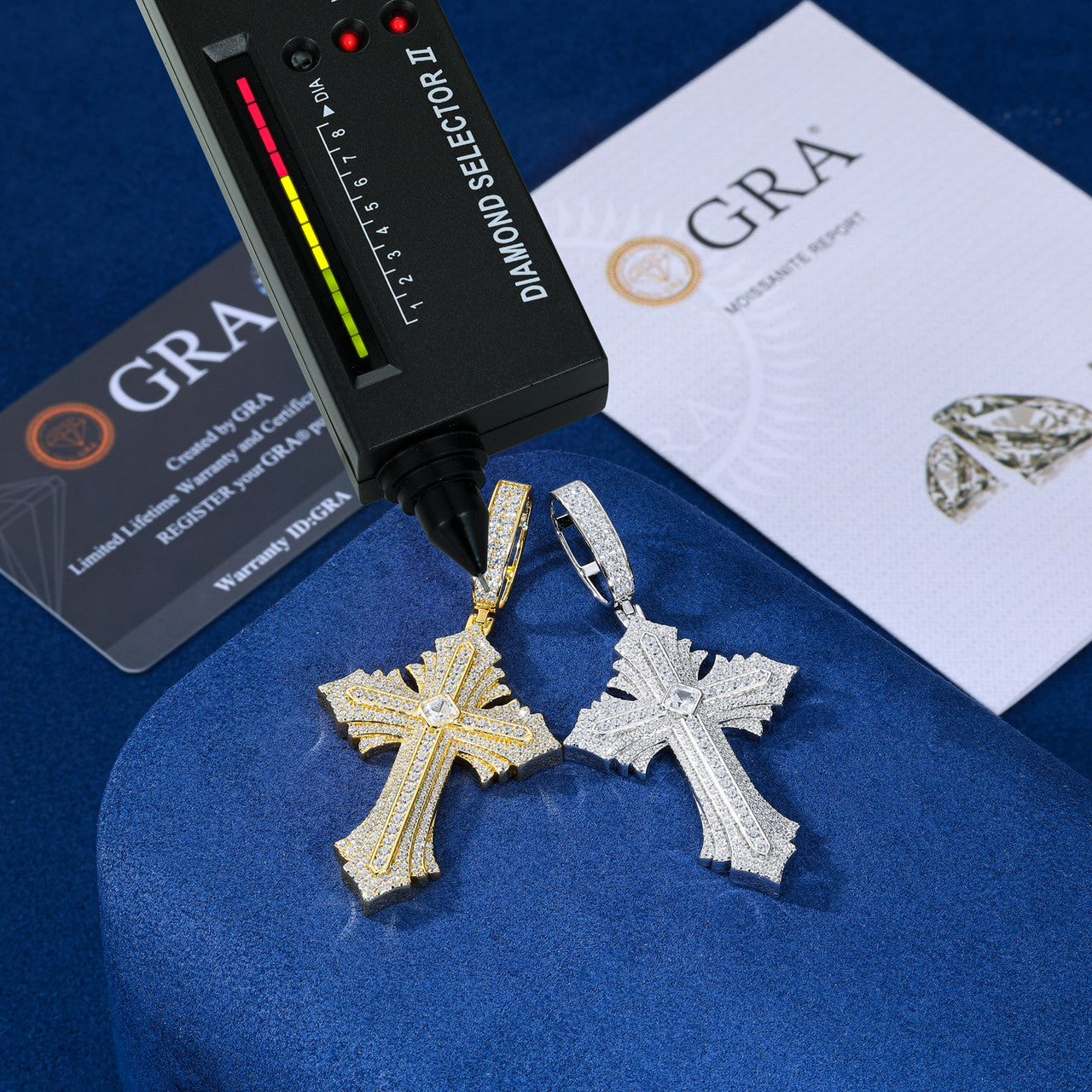 Radiance | Solid Silver Moissanite Diamond Radiant Cross Hip Hop Pendant Chain