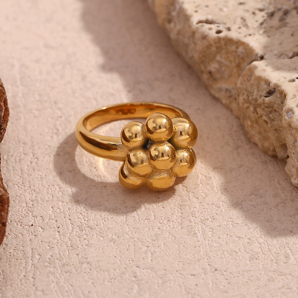 18k Gold Round Bubble Stainless Steel Water Resistant Bubbly Personality Jewelry