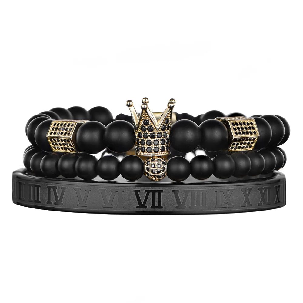 The Untouchable | VVS Diamond CZ Crown Luxury 3 Piece Hip Hop Bracelet Set