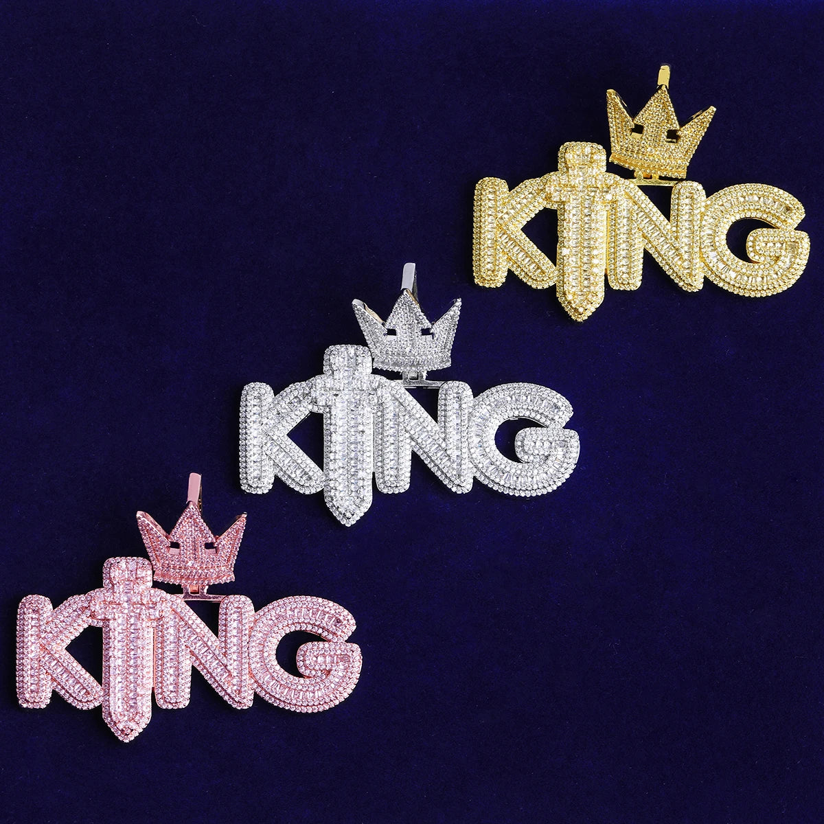 The Kings Kingdom | Iced Blinged Out Kings Crown Sword VVS Diamond CZ Hip Hop Pendant
