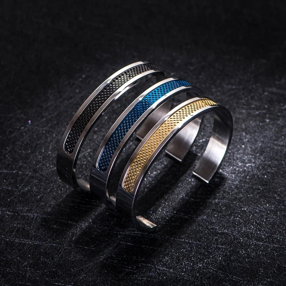 Cuffed Luxury | Solid Stainless Steel Men&#39;s Hip Hop Bangle Bracelets