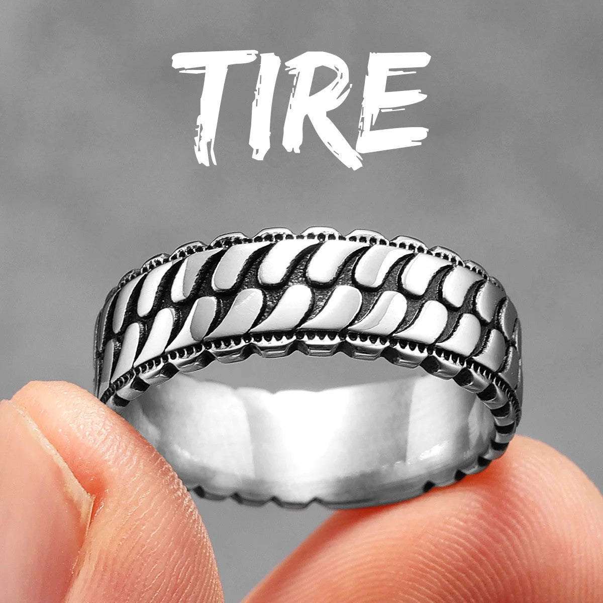 Tires | Men's 14k Gold Over Solid No Fade Stainless Steel Tire Tread Hip Hop Unique Rings