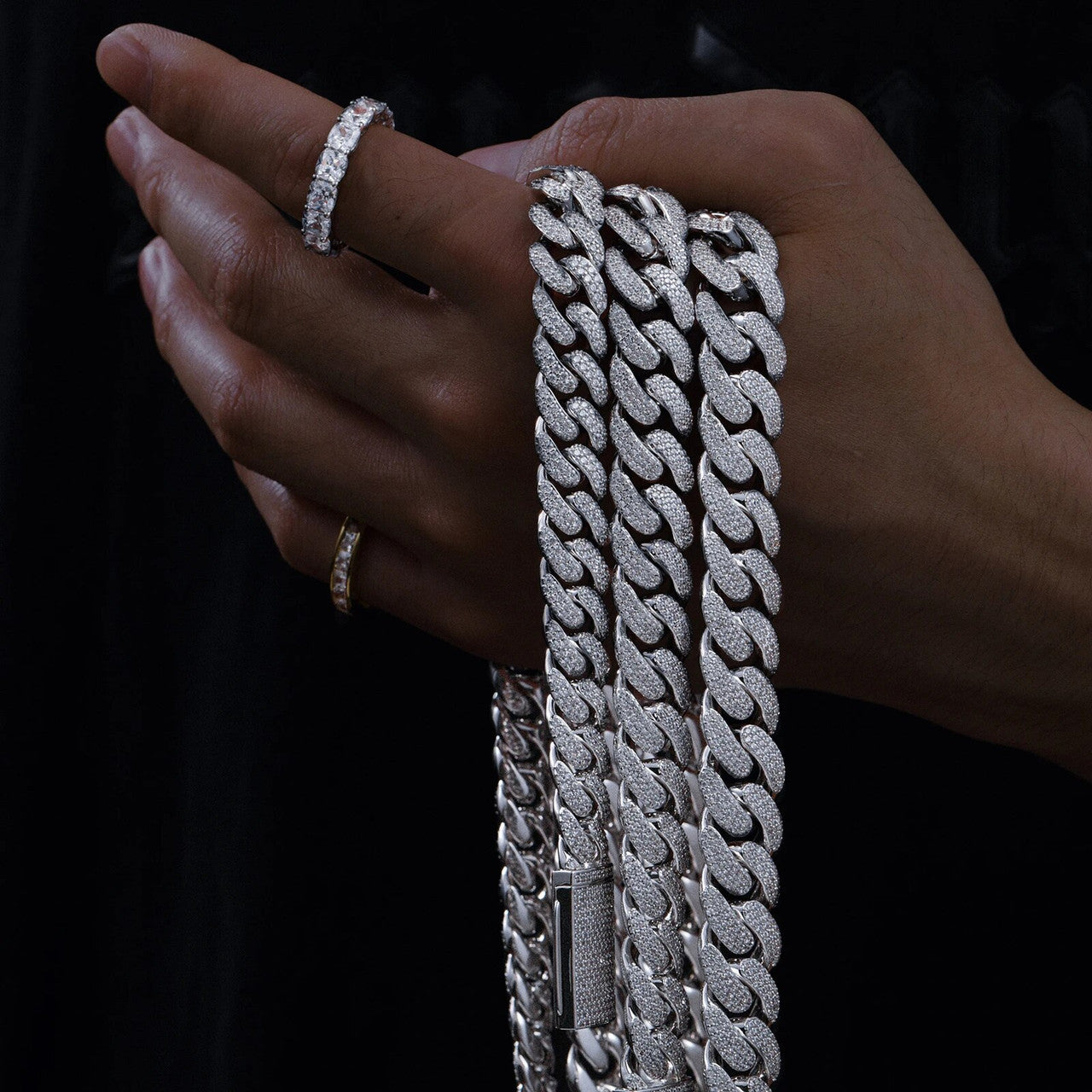 Mens VVS Diamond Solid 925 Silver 8mm/20mm Hip Hop Cuban Link Bracelets Chains