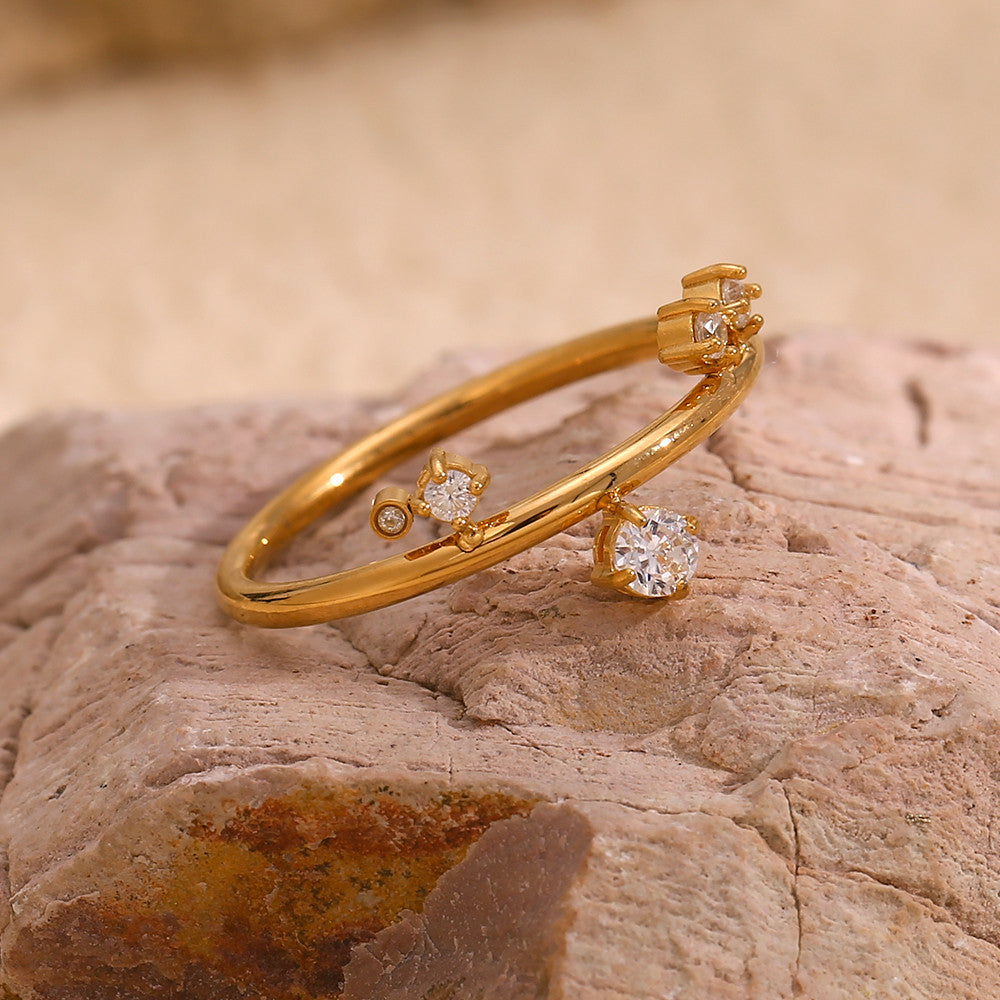 Ladies White CZ Stone Queens Crown Tarnish Free 18k Gold Stainless Steel Rings