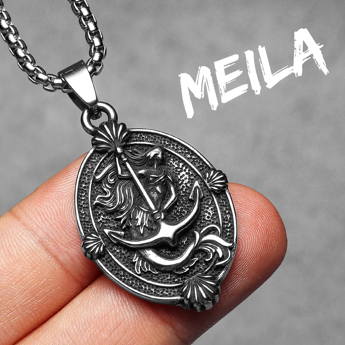 Anchor Mermaid | Solid Stainless Steel Mythical Melia Sea Amulet Necklace