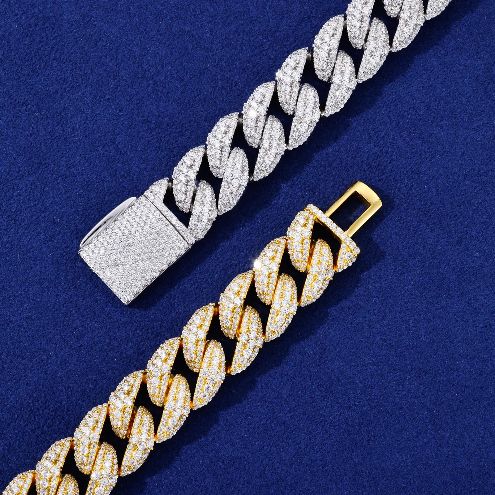 Cuban Delight | 15mm Luxury Embeded Cross Link  S925 Sterling Silver Moissanite Bracelet