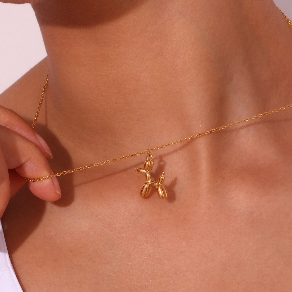 18k Gold No Fade Stainless Steel Cute Pet Poodle Puppy Dog Pendant Chain Necklaces