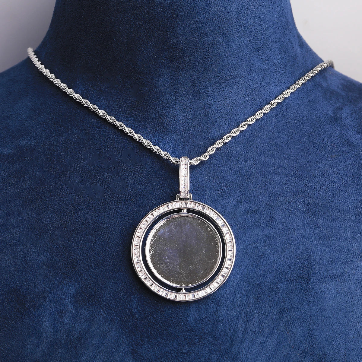 Memories Of Forever | Rotating Baguette VVS Diamond CZ Custom Made Photo Picture Pendant