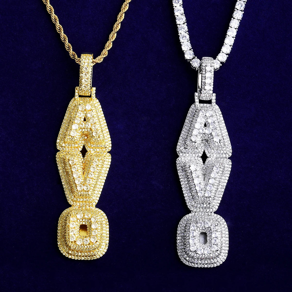 Vert 3D | VVS Diamond CZ Vertical 3 Dimensional Hip Hop Custom Nameplate Pendant