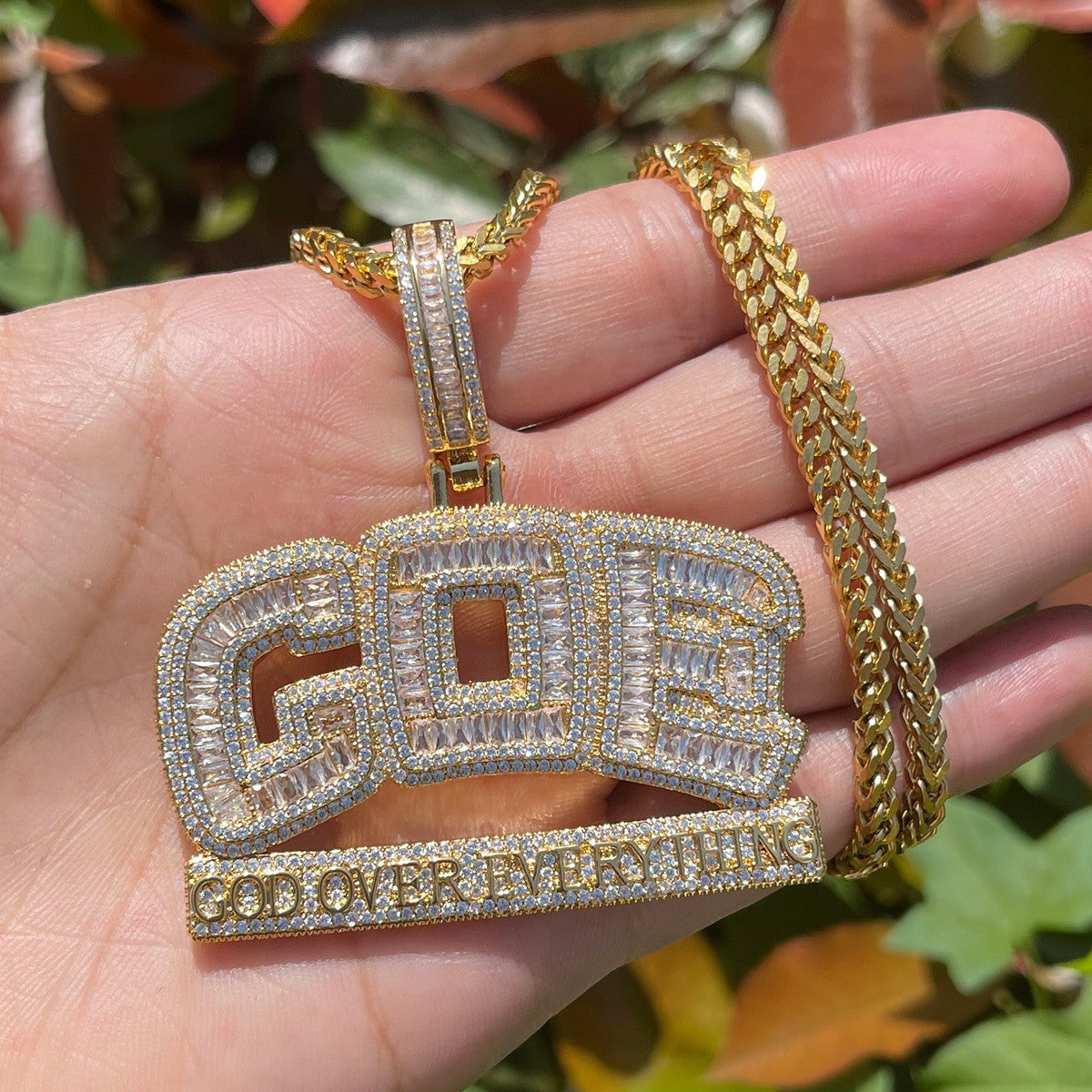 God Over Everything | Iced Baguette Blinged Out VVS Diamond CZ Pendant