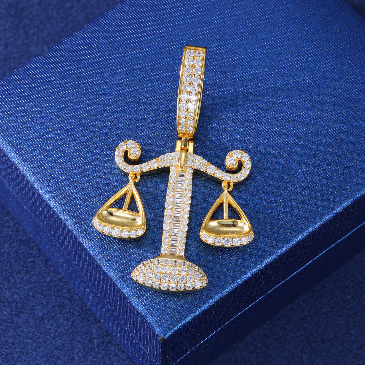 The Balanced | Solid Sterling Silver Libra Scale Moissanite Diamond Hip Hop Pendant