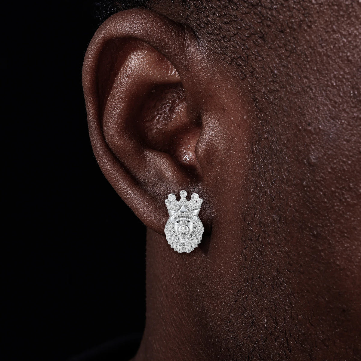 Protect The Throne | Moissanite Diamond Hip Hop Lion King Stud Bling 925 Silver Earrings