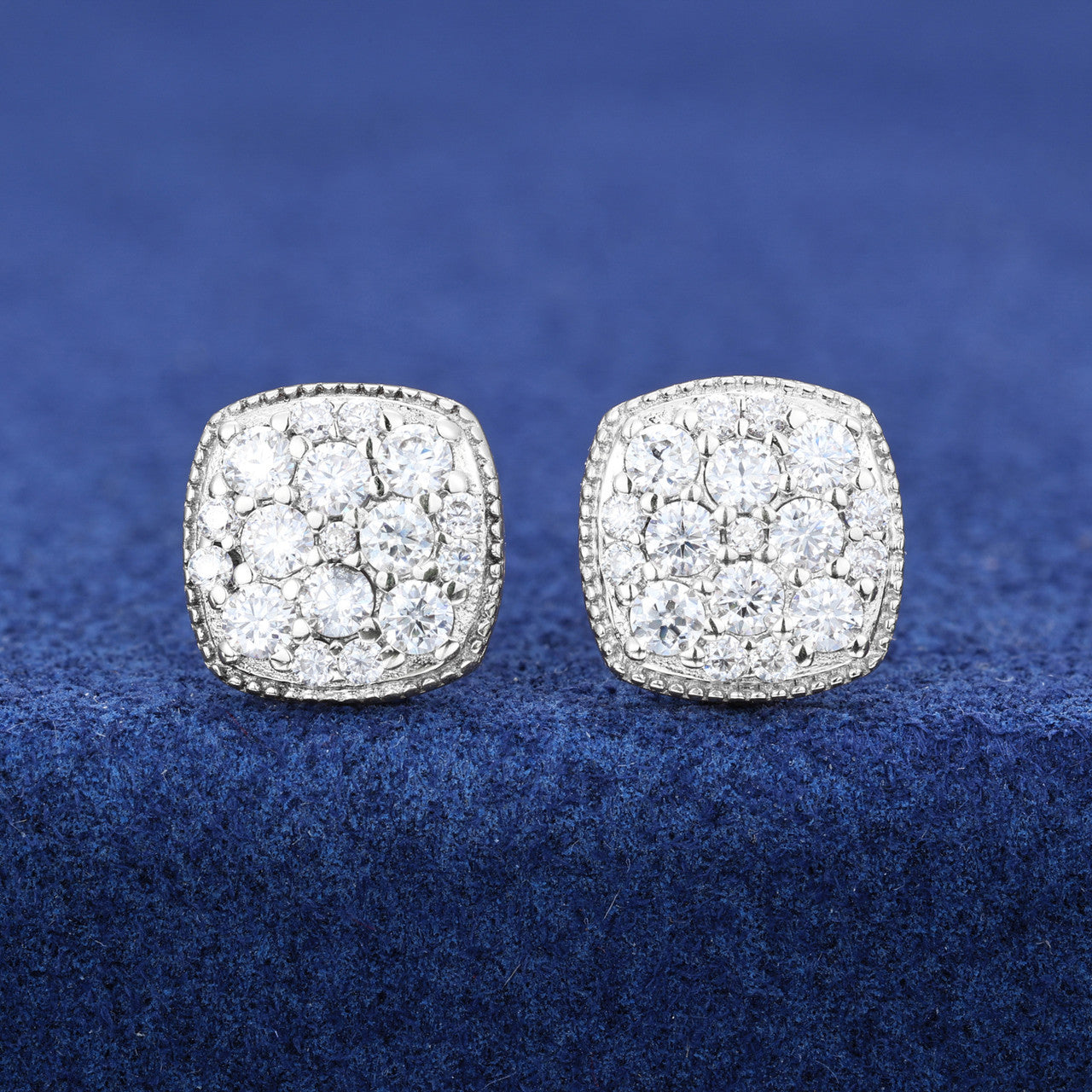 10k Clustered | Genuine Moissanite VVS Diamond 4 Prong Set Iced Blinged Out Earrings