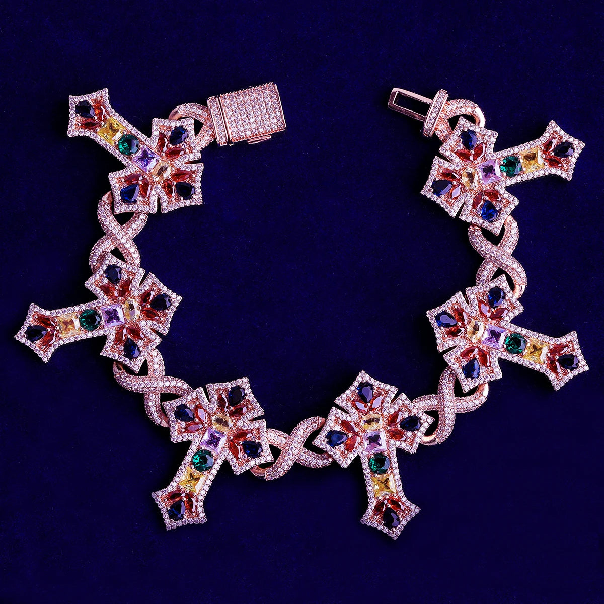 Star Fort Cross | VVS Diamond CZ Gemstone 5A+ Hip Hip Iced Blinged Out Bracelets