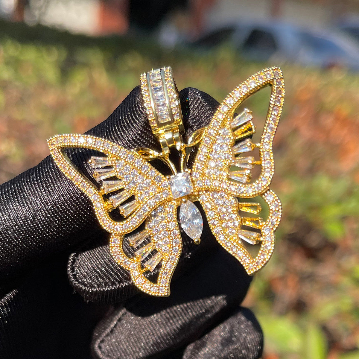 Enchanted Wings | Prong Set Center Stone Beautiful Butterfly Pendant Necklace