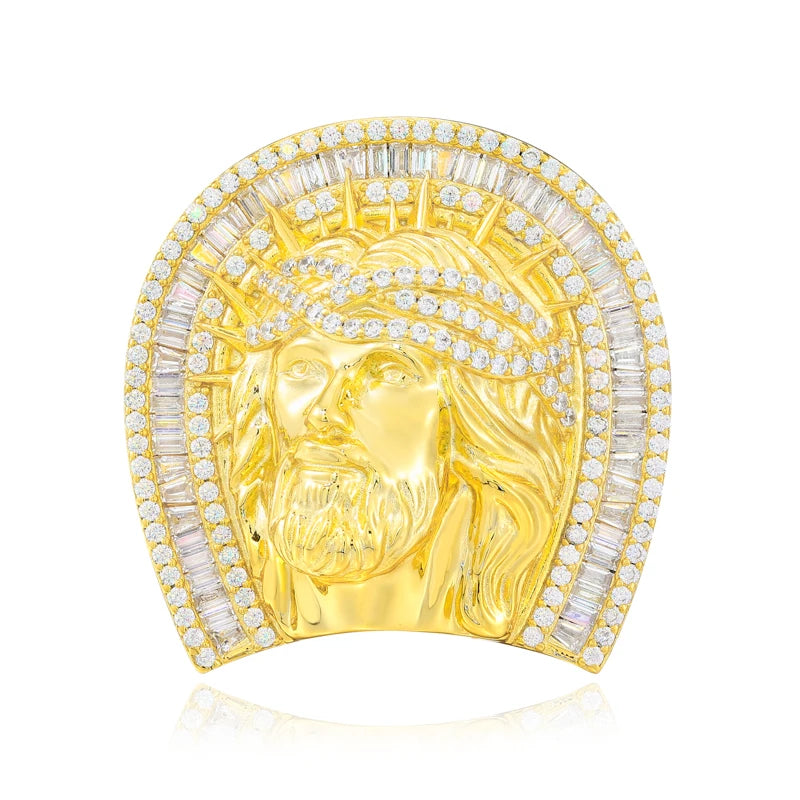 Arc Of Faith | Moissanite Diamond Hip Hop Jesus Head 925 Sterling Silver Christ Ring