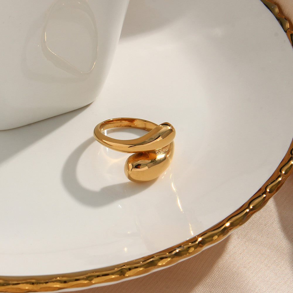 18k Gold Fine Polished Stainless Steel Waterproof Princess Tears Wrap Ring