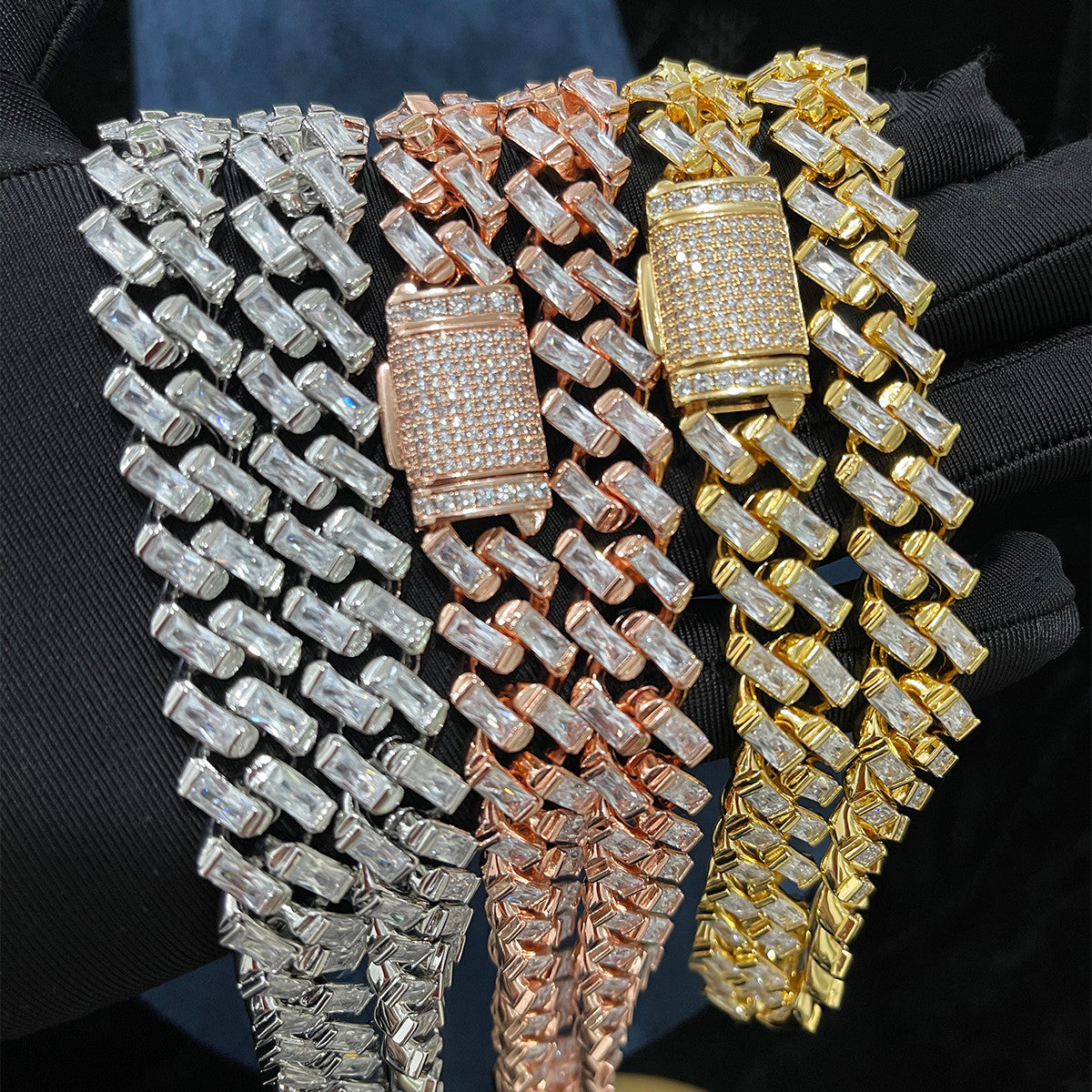 Arctic Cuban | Ice Cold All Baguette Gold Silver Rose Prong Set Hip Hop Chain