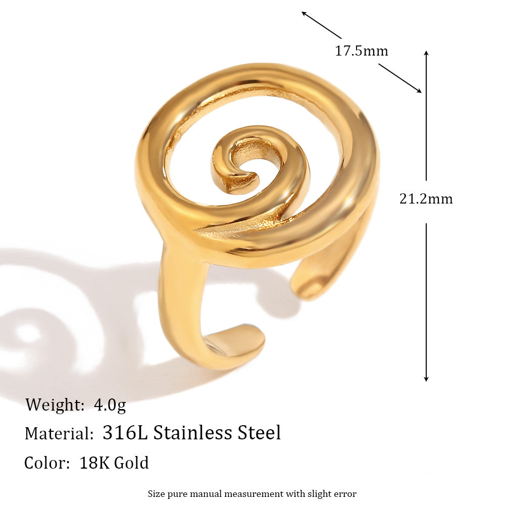 18k Gold Stainless Steel Flower Micro Inlaid Daisy Knot Double Layered Heart Rings