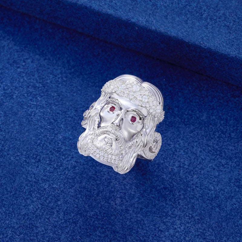 The Messiah | Solid 925 Silver VVS Moissanite Diamond Hip Hop Jesus Face Ring