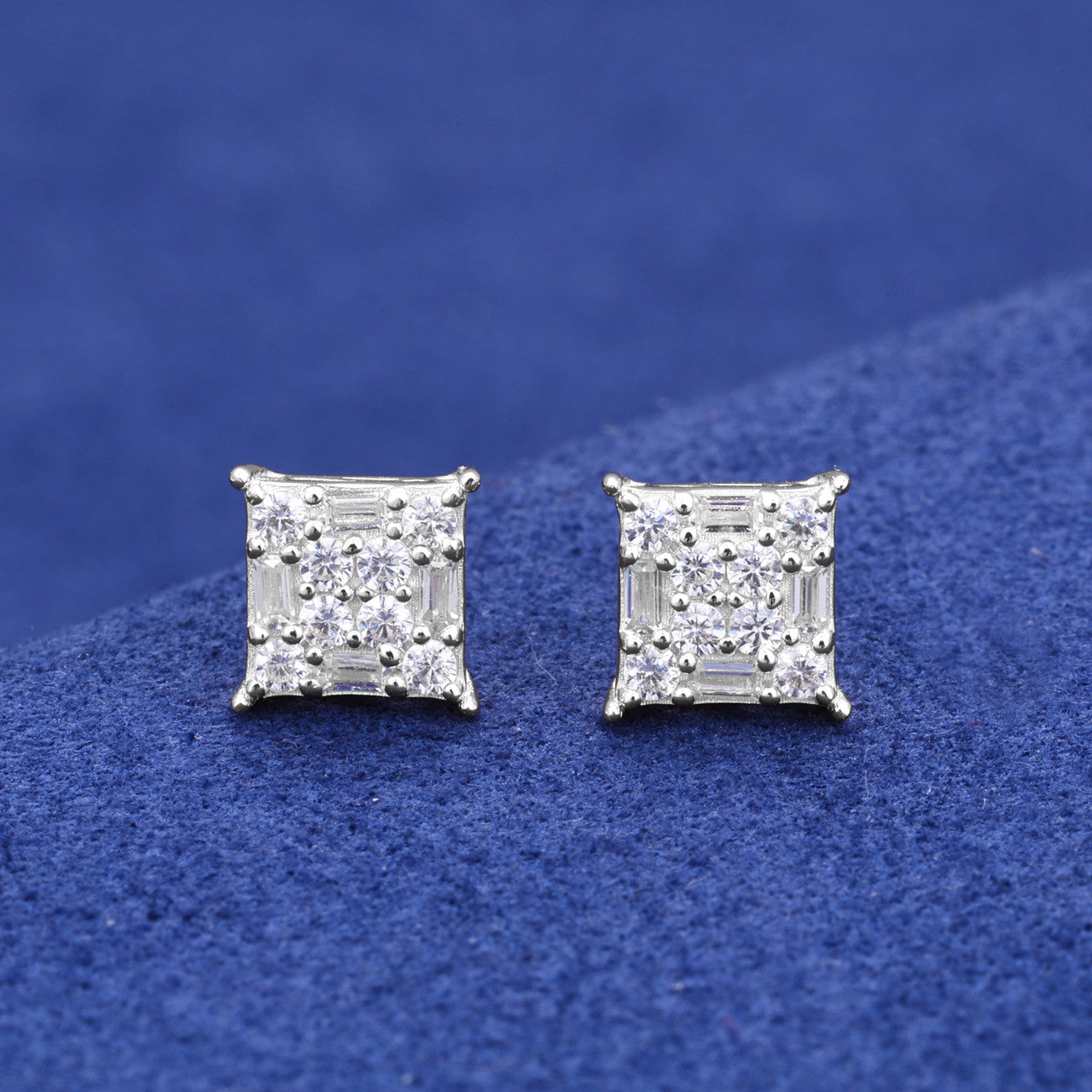 Certified Baguette Cut Moissanite Diamond 925 Solid Sterling Silver Hip Hop Stud Earring