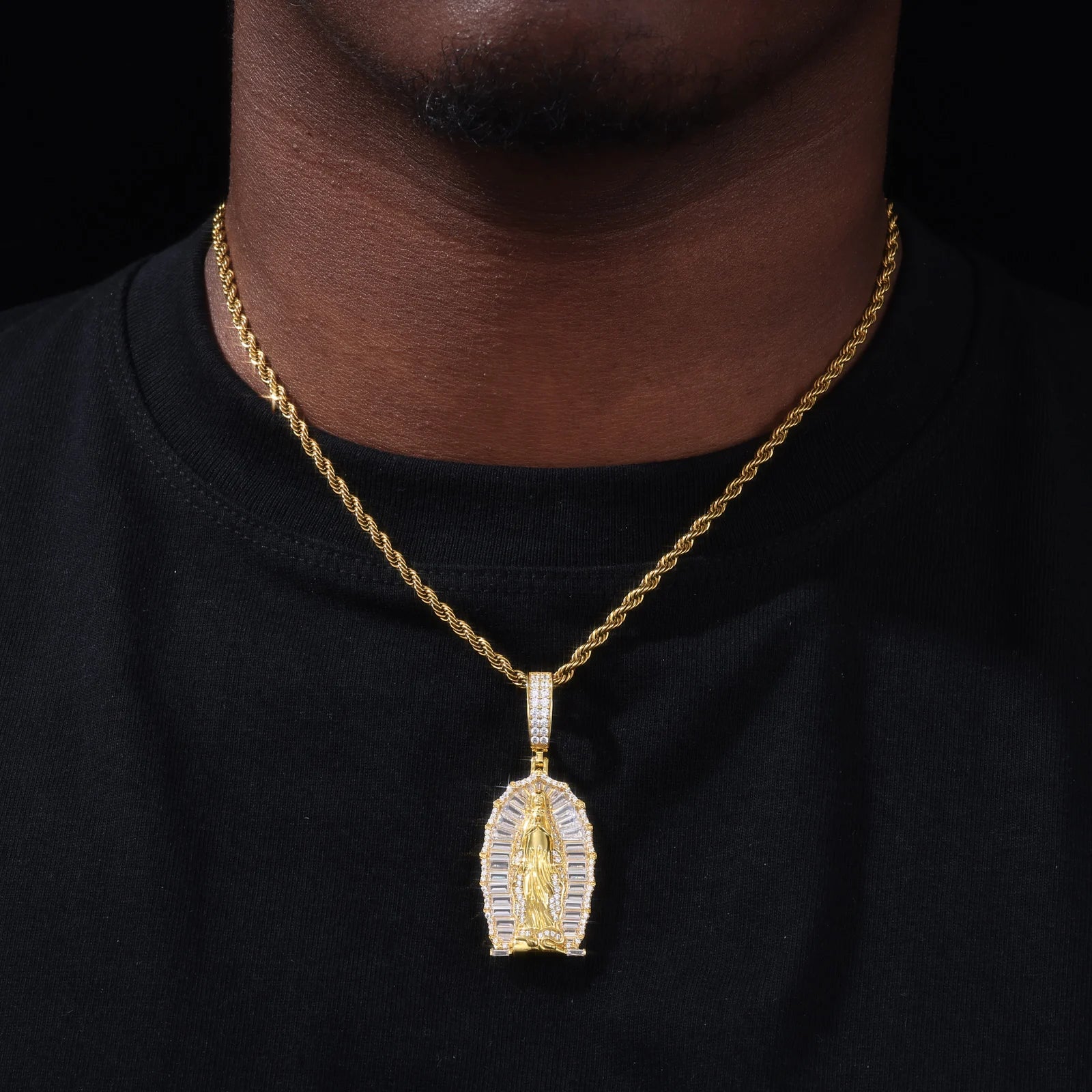 Mother Of Faith | Iced Blinged Out Moissanite Baguette Diamond 925 Virgin Mary Pendant