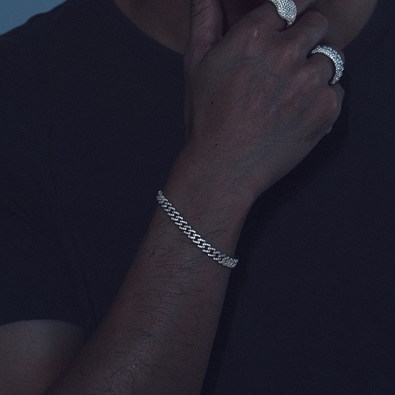 6mm Solid 925 Silver Genuine VVS Diamond Cuban Link Hip Hop Bracelets Chains