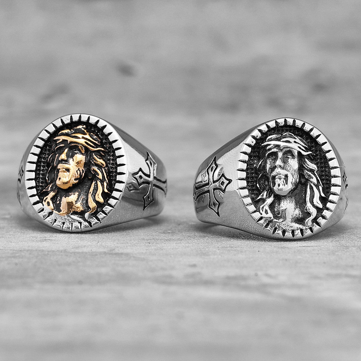 The Holy One | 14k Gold Accent God Jesus Face Spiritual Street Wear Rings