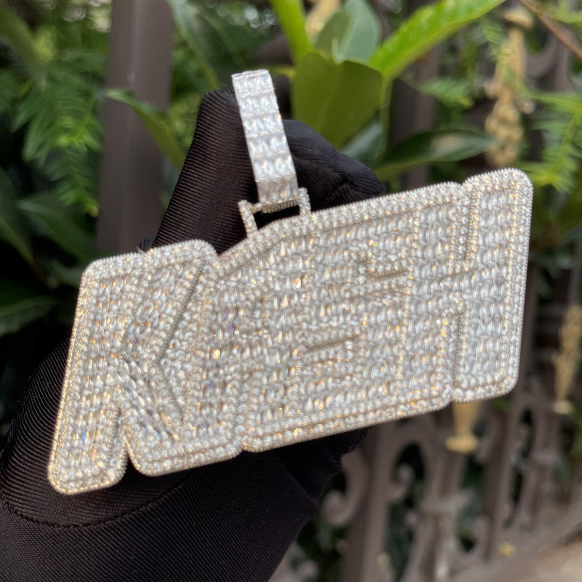 Fast Kash | Baguette Iced Blinged Out VVS Diamond CZ Hip Hop Nameplate Pendant