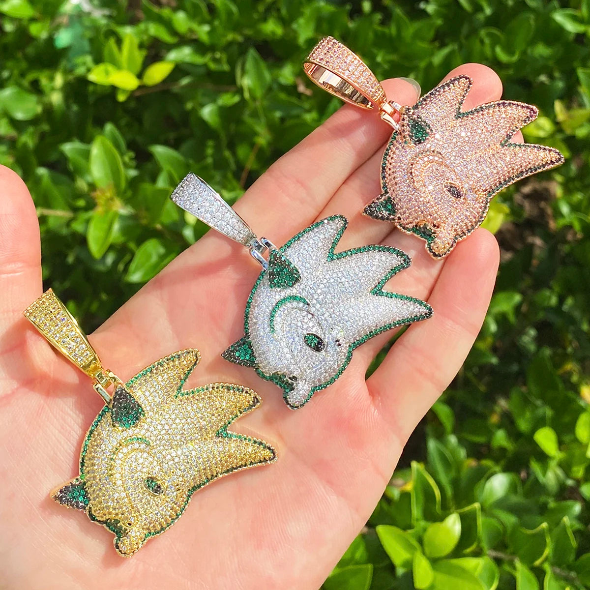 The Hedgehog | VVS Diamond CZ Sonic Prong Set Iced Blinged Out Pendant