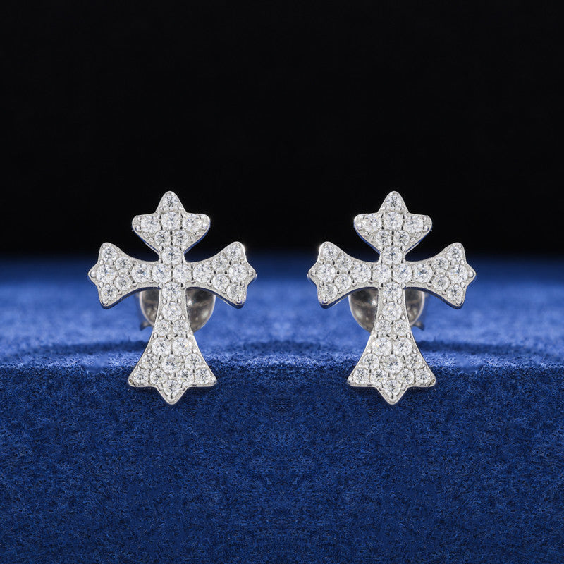 Christmas Tree Snow Flake Festive Holiday Moissanite Diamond Sterling Silver Party Stud Earrings