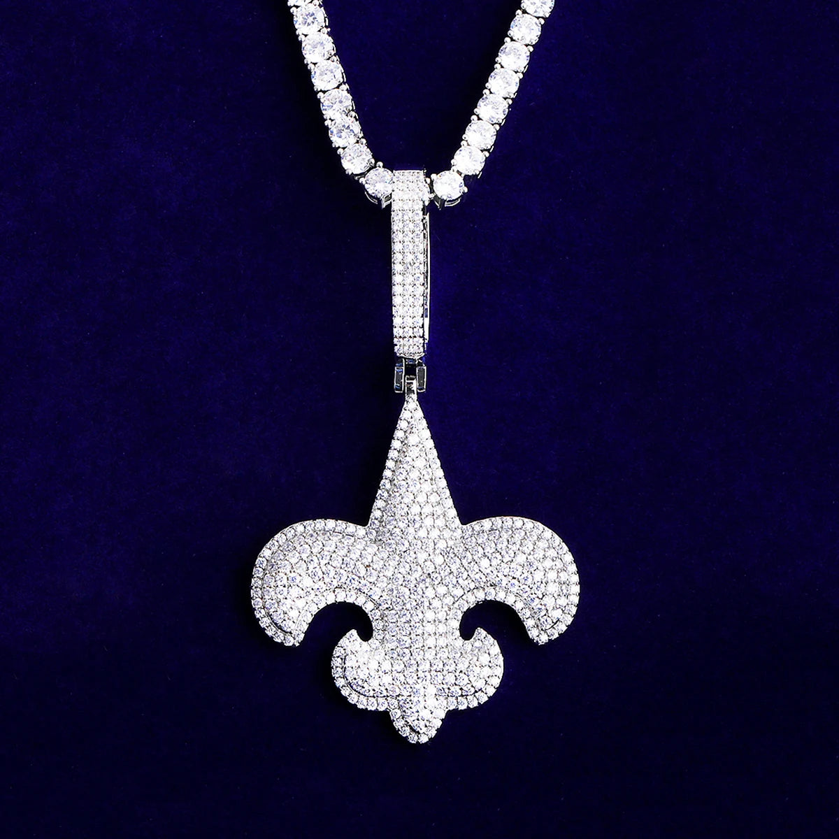 Fleur-de-lis | VVS Diamond CZ 5AA+ 24k 925 Silver Rose Gold Hip Hop Pendants