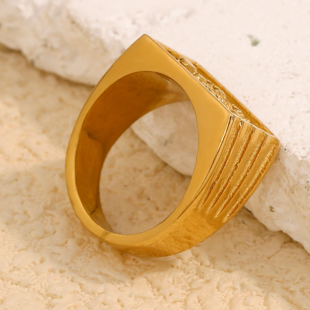 Snake Charmer | Waterproof 18k Gold Stainless Steel Waterproof Snake Engraved Ring