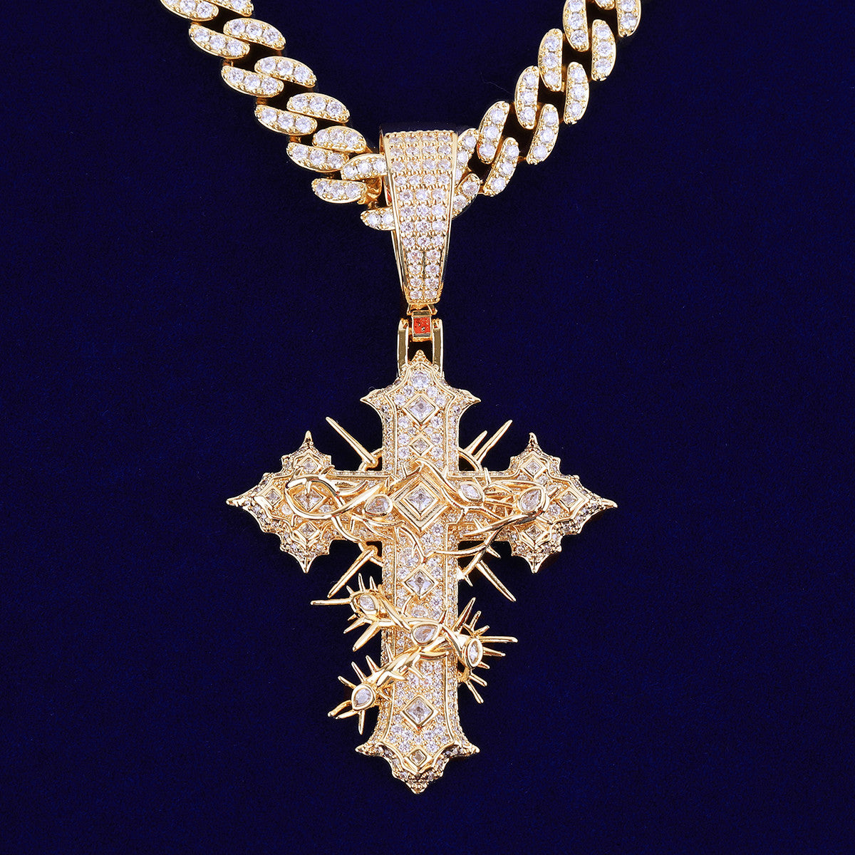 The Christ Cross | VVS Diamond CZ Crown Of Thorns Hip Hop Gold Silver Rose Gold Cross Pendant