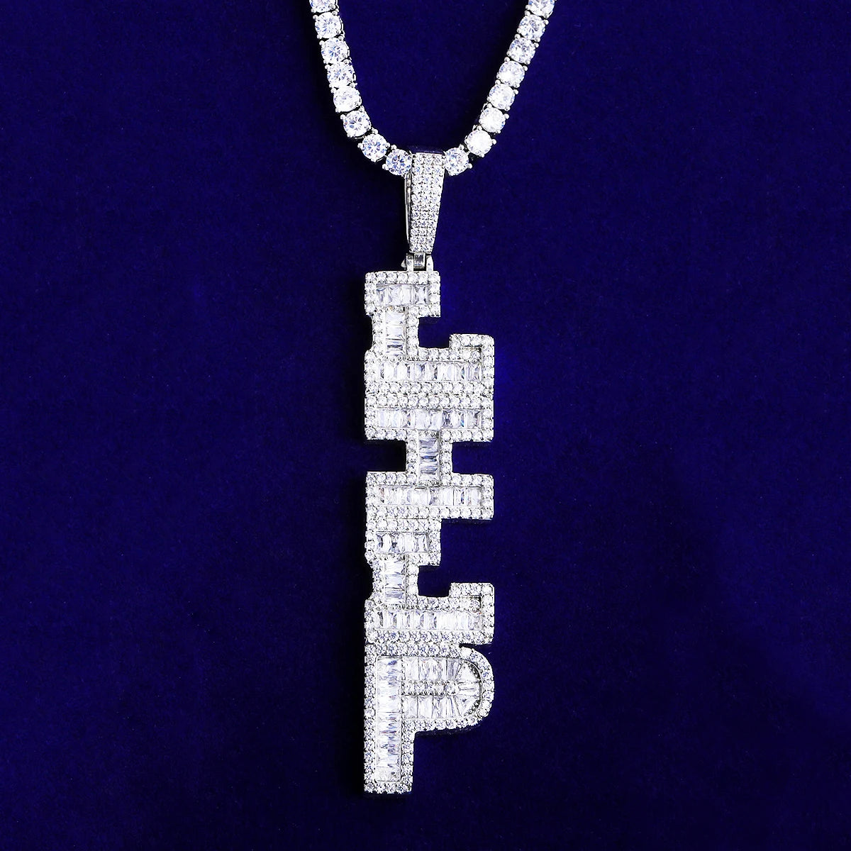 Vertical Limit | VVS Diamond CZ Iced Bling Out Custom Name Plate Pendant
