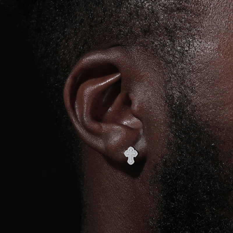 The Armor | High Quality D VVS Moissanite Iced Blinged Out 925 Sterling Silver Cross Earrings