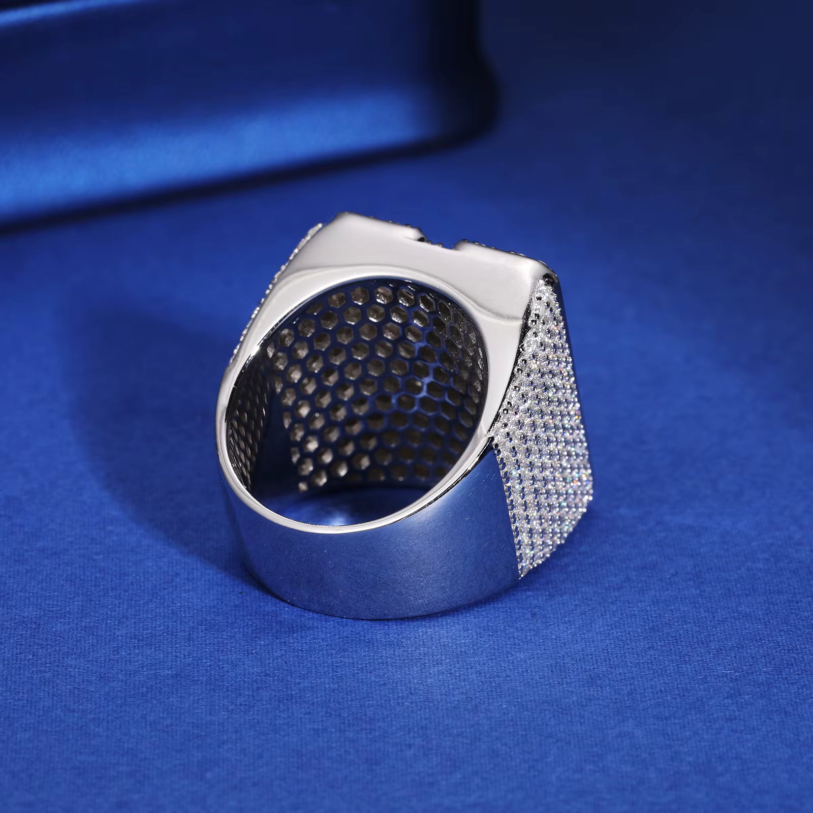 The Alpha II | Moissanite VVS Diamond Baguette Solid 925 Silver Initial Letter Hip Hop Rings