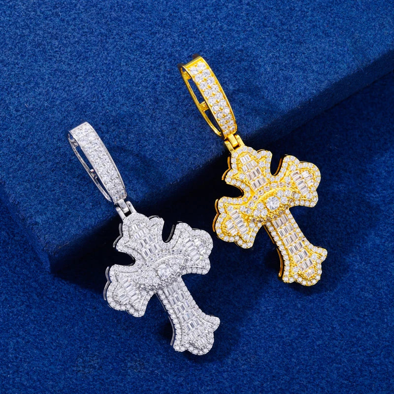 All Seeing Cross | 925 Sterling Silver D VVS1 Moissanite All Seeing Eye Hip Hop Cross Pendant
