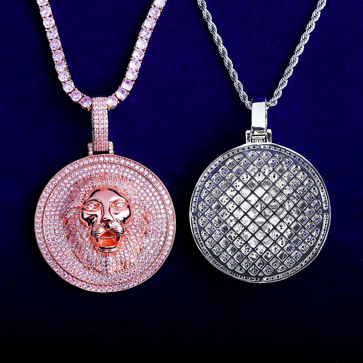 Mighty Lion | Iced Blinged Out 24k 925 Silver Rose Gold Roaring Lion Pendant