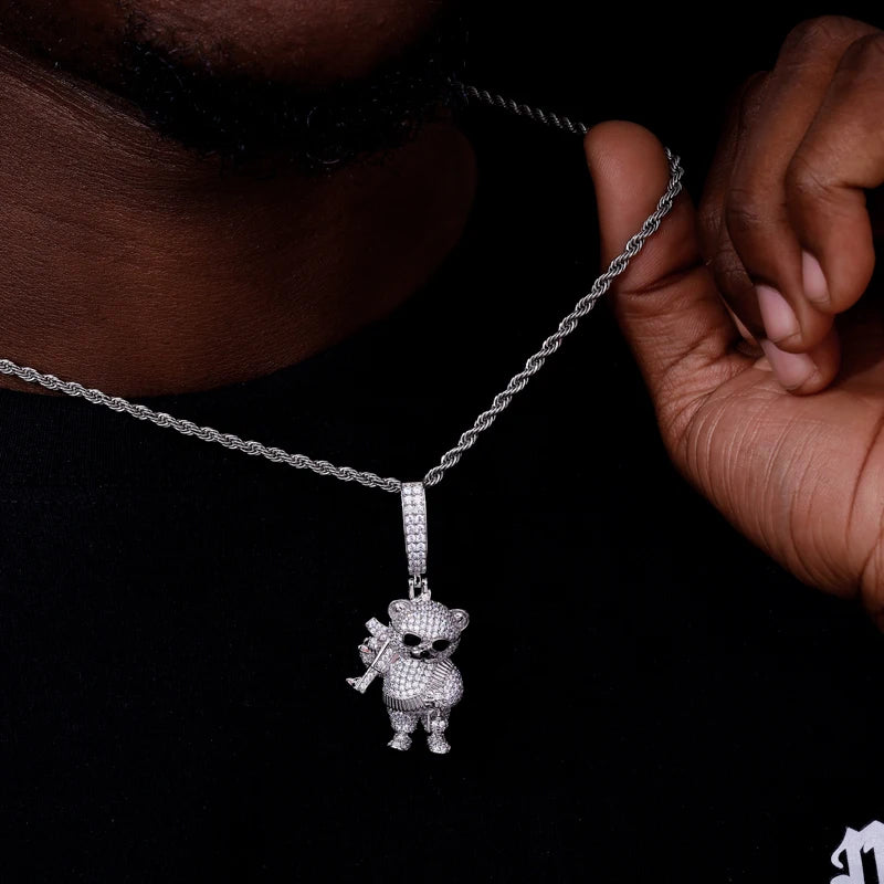 Chopper Style | Moissanite Diamond 925 Sterling Silver Stylish Ak47 Tufti The Bear Pendant