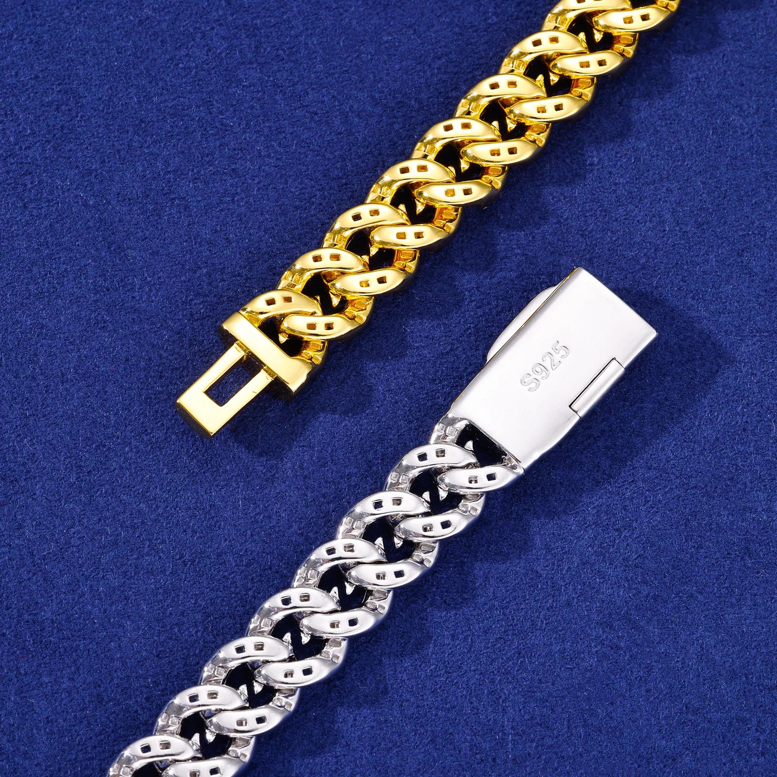 Pattern Of Fire | 10mm 925 Silver Moissanite Diamond Miami Cuban Link Hip Hop Bracelet