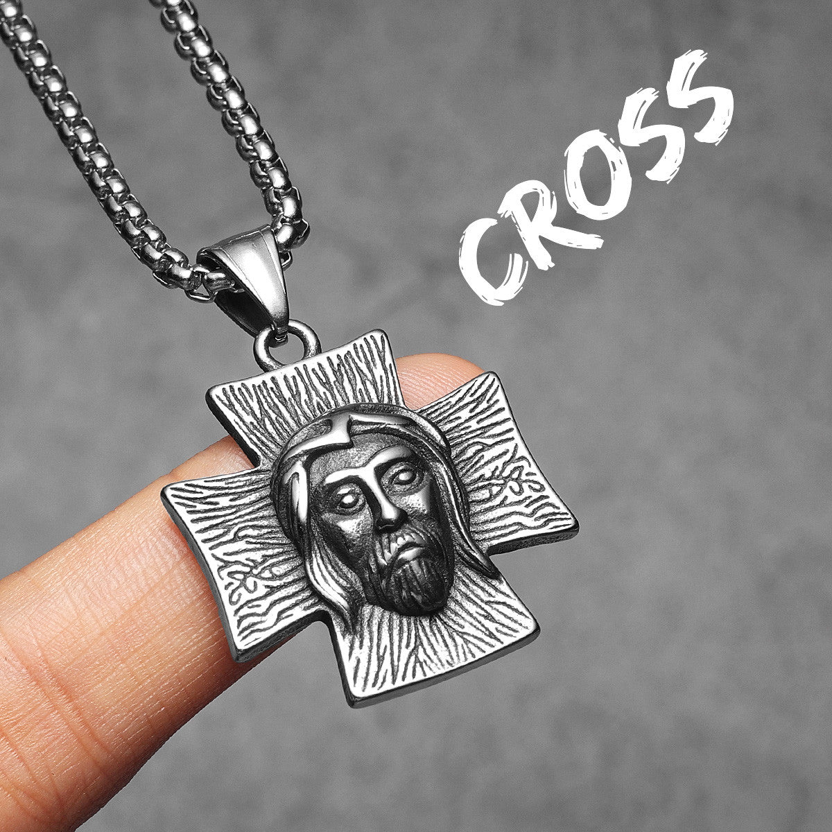 Jesus Cross | Solid Stainless Steel 3D Impression Christian Spiritual Pendant
